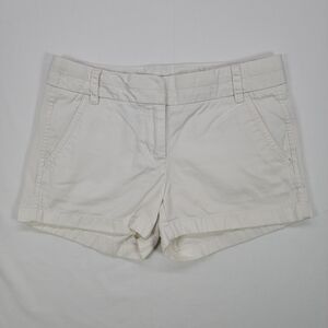 J. Crew Women's Chino Broken In Shorts White 100% Cotton